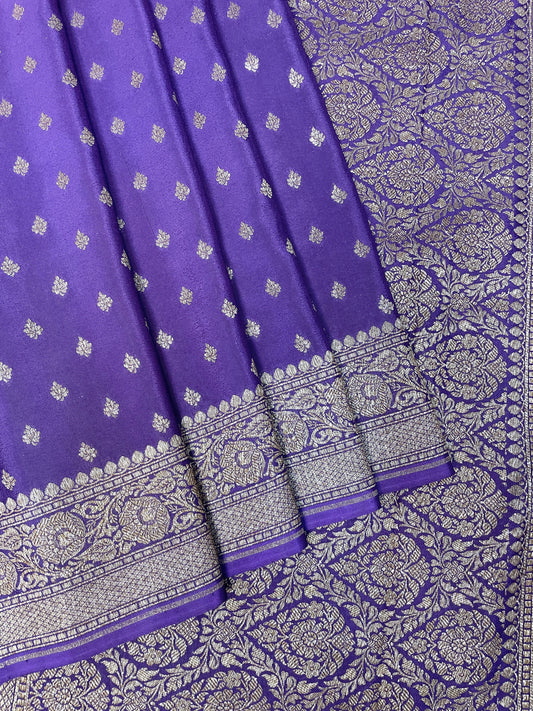 Purple-Luxury Banarasi Crepe Saree  B0504ds