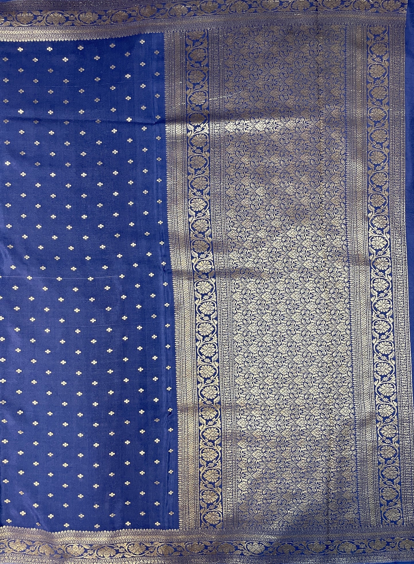 Dark Blue-Luxury Banarasi Crepe Saree  B0503ds