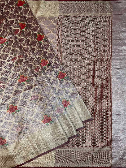 Brown Crush Tissue Jaali Gulbagh Design b0030ds