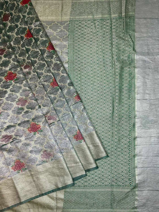 Grey Crush Tissue Jaali Gulbagh Design b0029ds