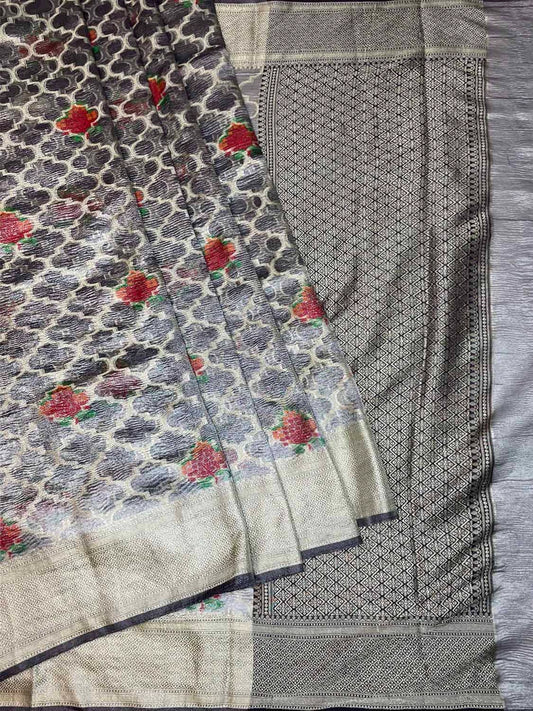 Slate Blue Crush Tissue Jaali Gulbagh Design b0028ds