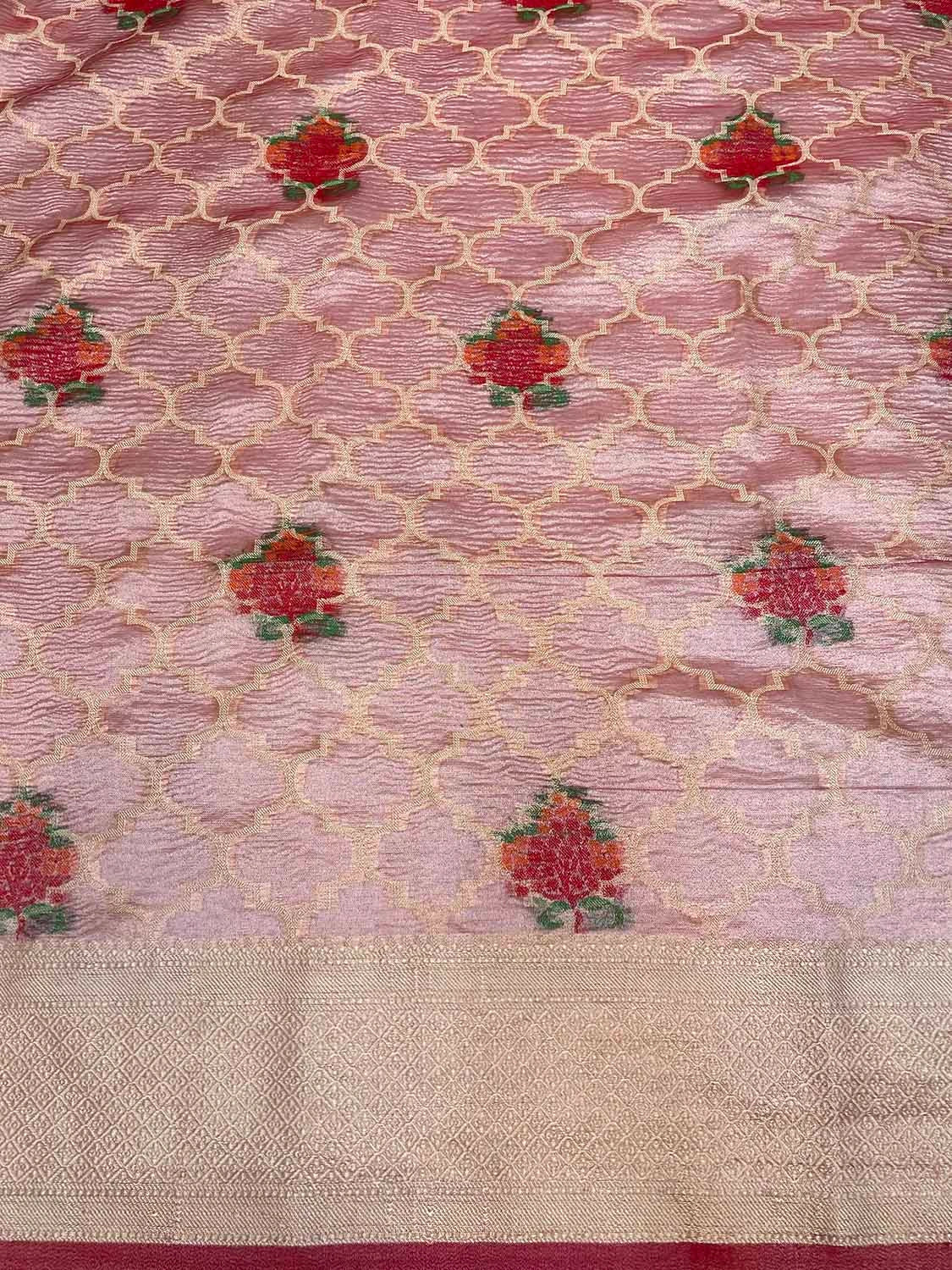 Baby Pink Crush Tissue Jaali Gulbagh Design b0027ds