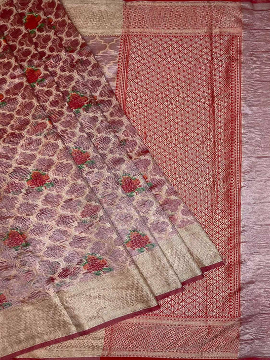 Baby Pink Crush Tissue Jaali Gulbagh Design b0027ds