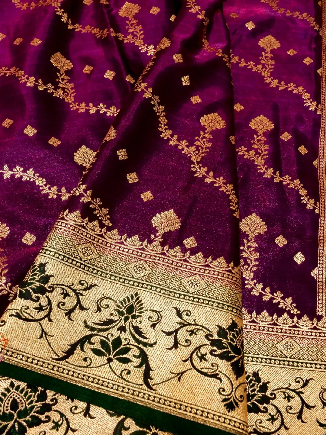 Deep Wine Banarasi Silk Saree with Pink Meenakari Pallu & Gold Zari DSK0061