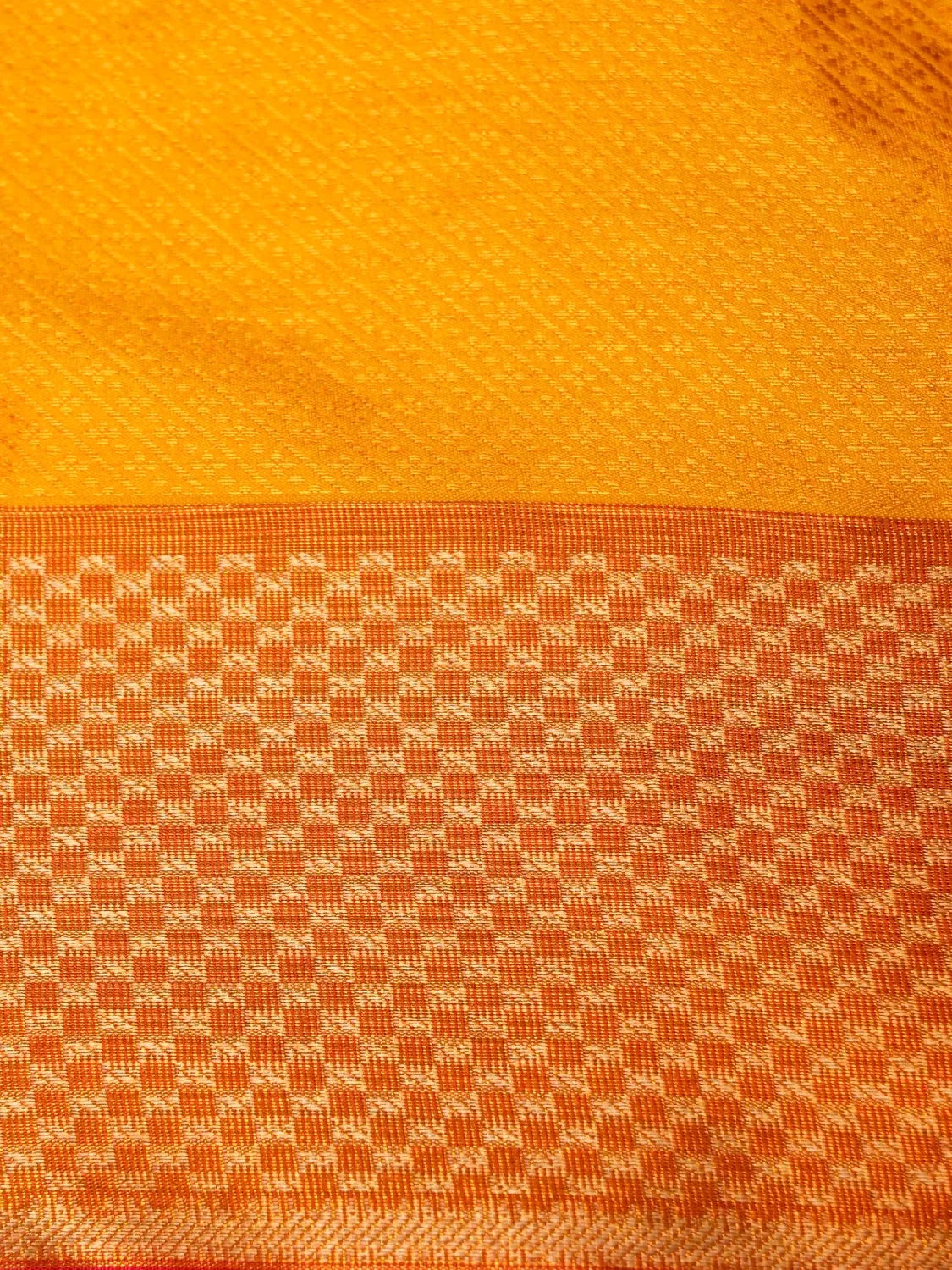 Handloom Coral Orange Banarasi Silk Saree with Pink Border & Gold Zari Tree Motifs DSK00116