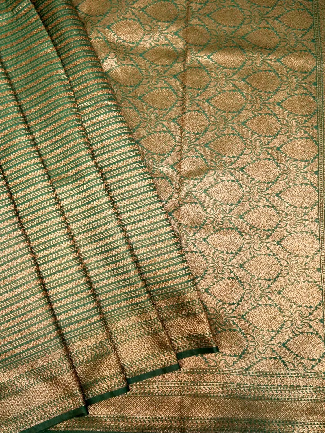 Regal Emerald Green Banarasi Katan Silk Saree with Rich Gold Zari Brocade DSK0069