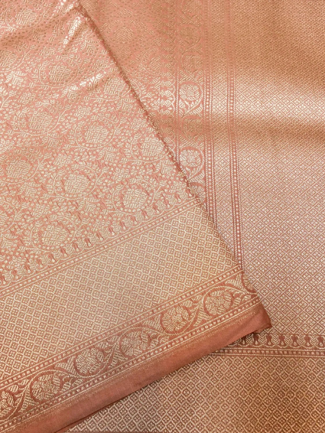 Handloom Dusty Pink Banarasi Katan Silk Saree with Silver Zari Jaal DSK0073