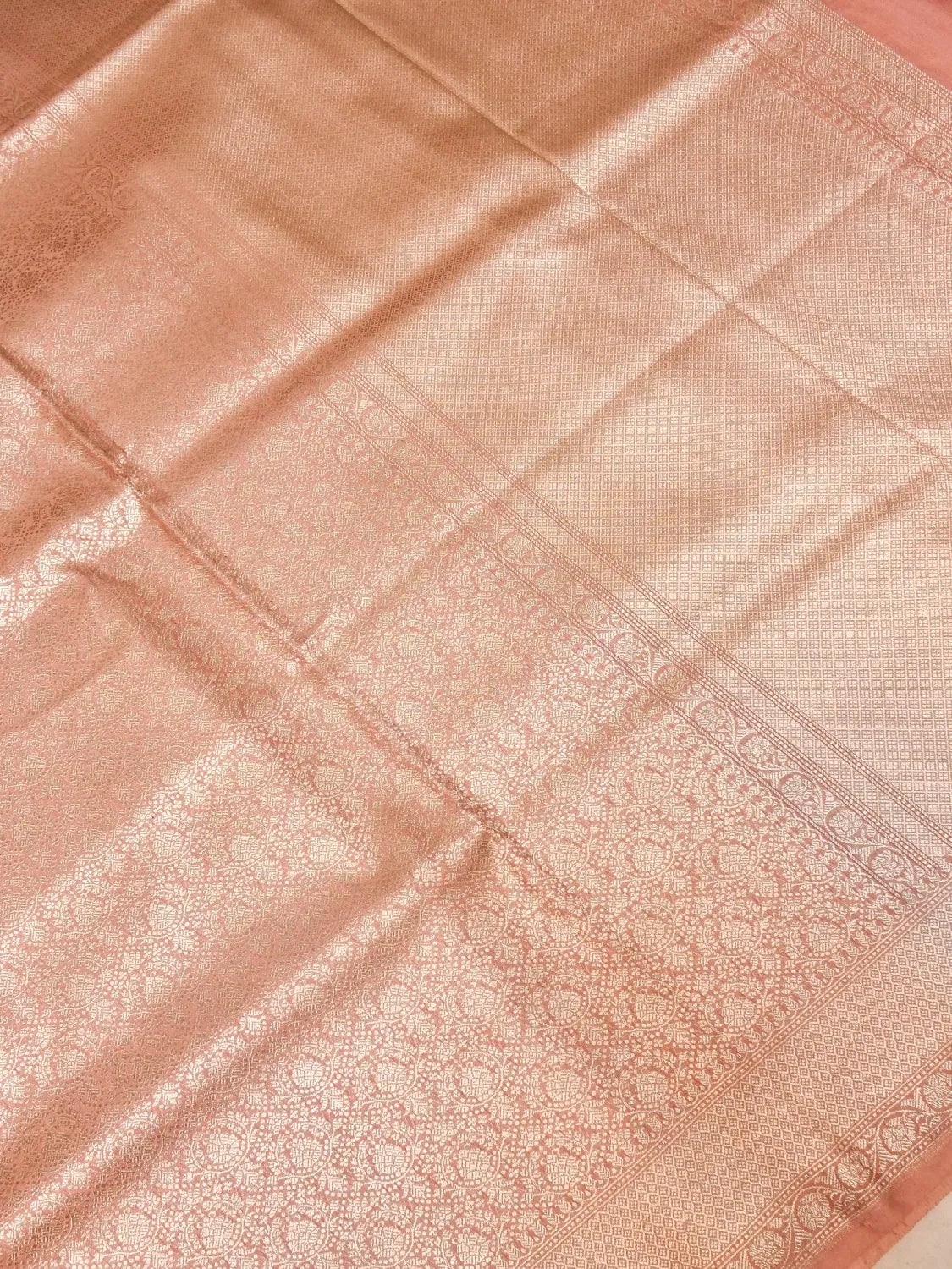 Handloom Dusty Pink Banarasi Katan Silk Saree with Silver Zari Jaal DSK0073