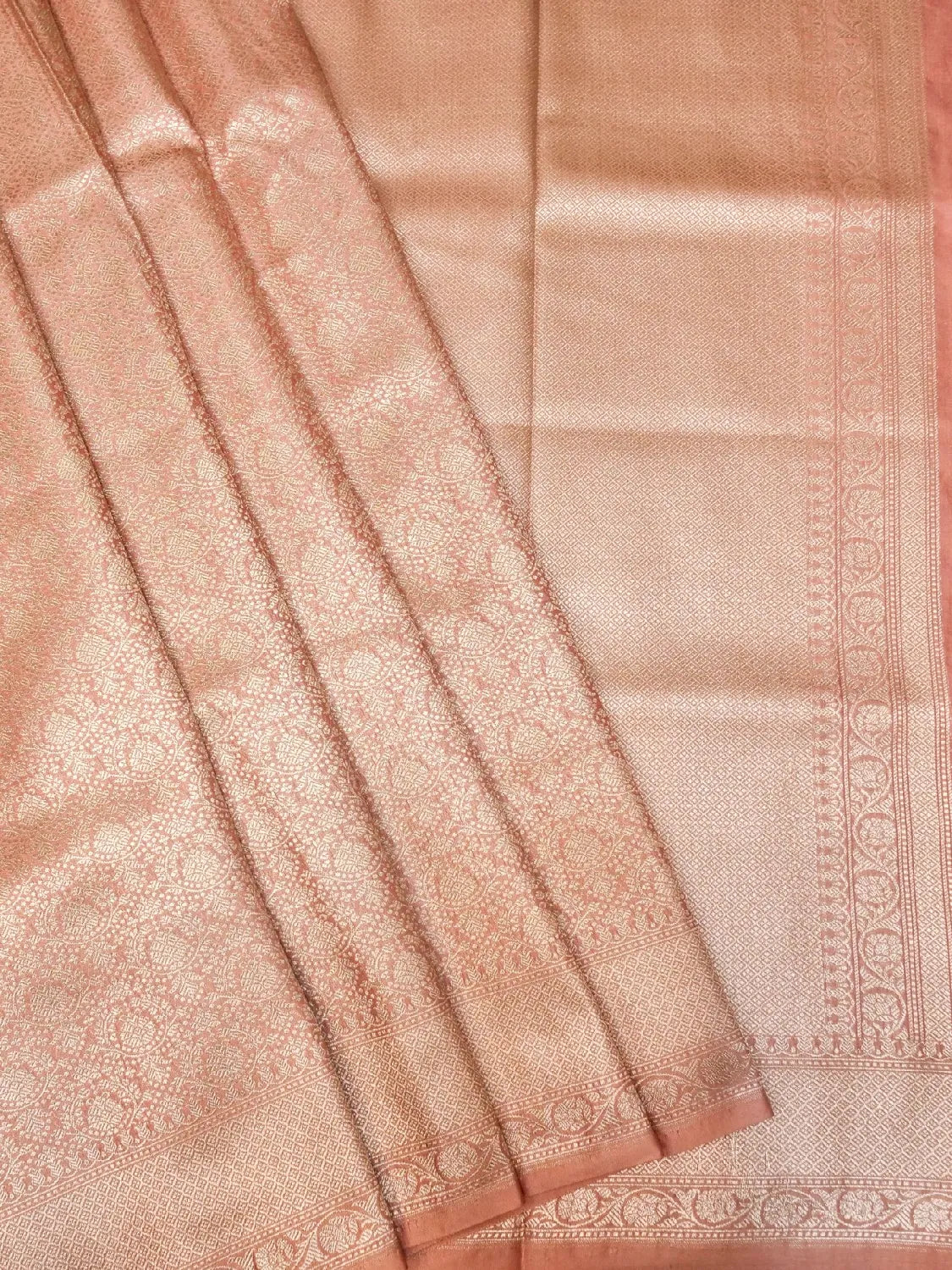 Handloom Dusty Pink Banarasi Katan Silk Saree with Silver Zari Jaal DSK0073