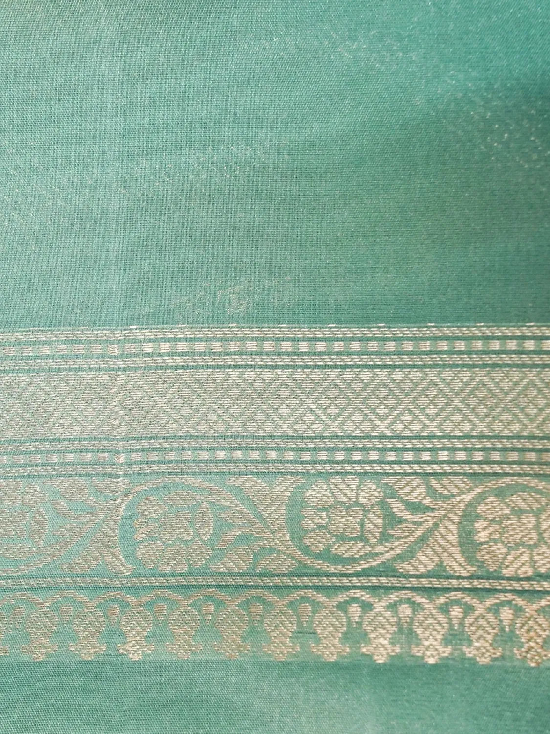 Handloom Seafoam Green Banarasi Katan Silk Saree with Golden Zari Work DSK0074