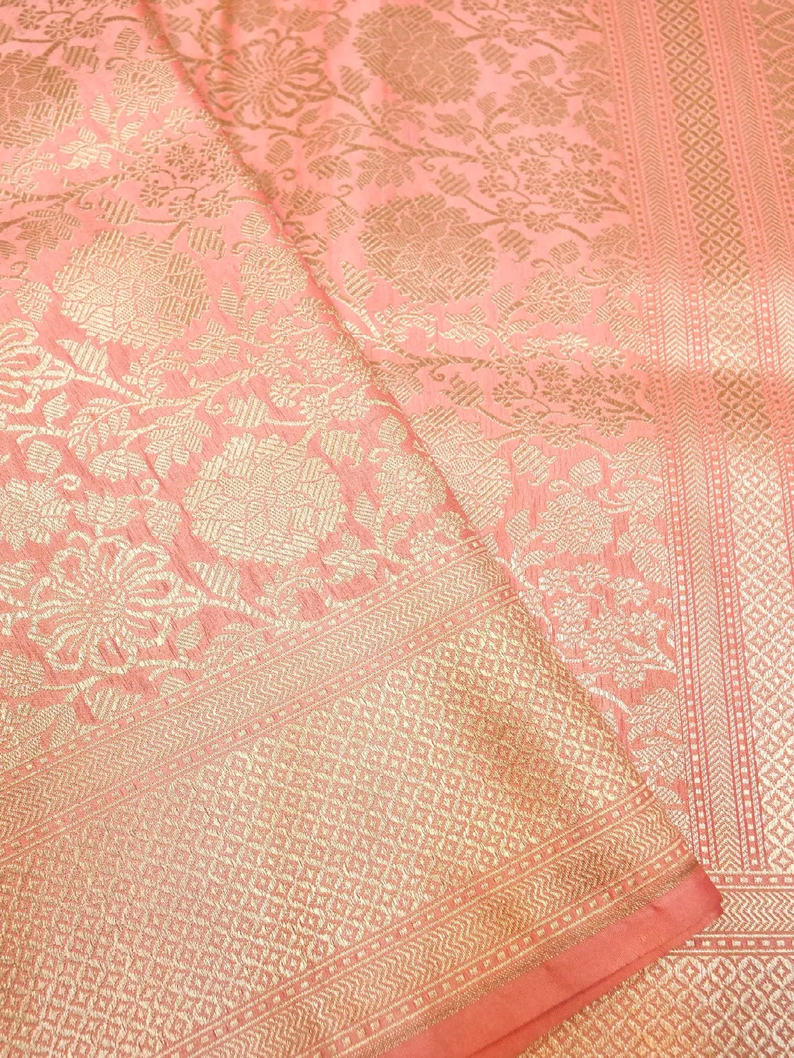 Handloom Gajri Banarasi Katan Silk Saree with Golden Zari Jangla Weave DSK0081
