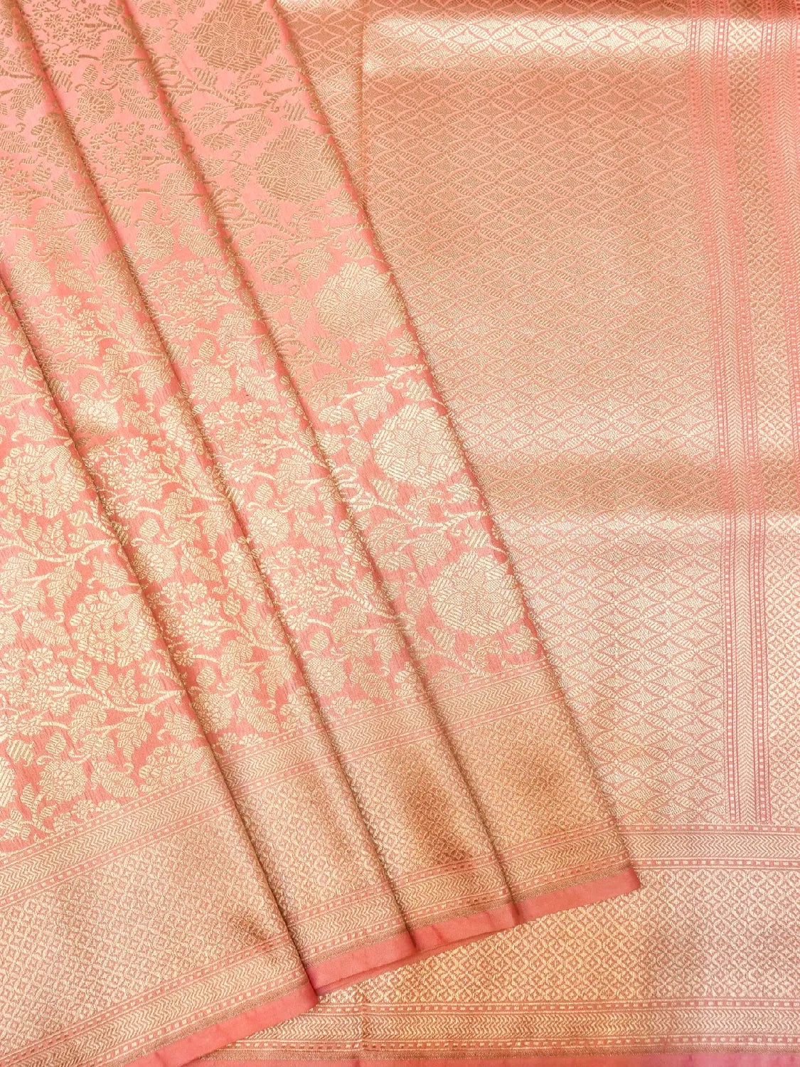 Handloom Gajri Banarasi Katan Silk Saree with Golden Zari Jangla Weave DSK0081