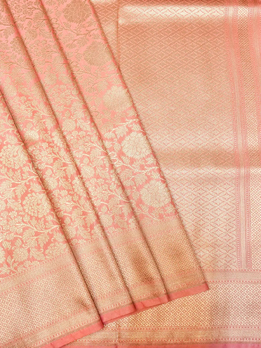 Handloom Gajri Banarasi Katan Silk Saree with Golden Zari Jangla Weave DSK0081