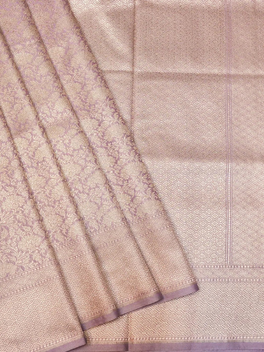 Handloom Lavender Lilac Banarasi  Katan Silk Saree with Golden Zari Jangla Pattern DSK0082
