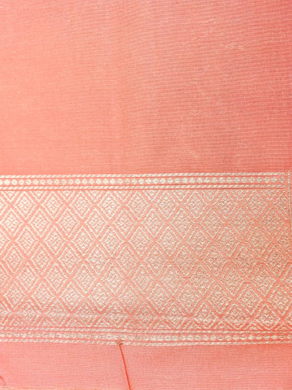 Handloom Apricot Orange Banarasi Katan Silk Saree with golden Zari Jangla Weave DSK0086