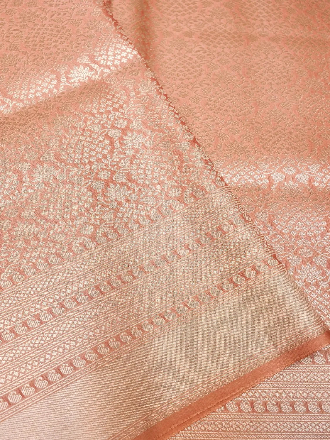 Handloom Dusty Onion Pink Banarasi katan Silk Saree with golden Zari Jangla Weave DSK0087