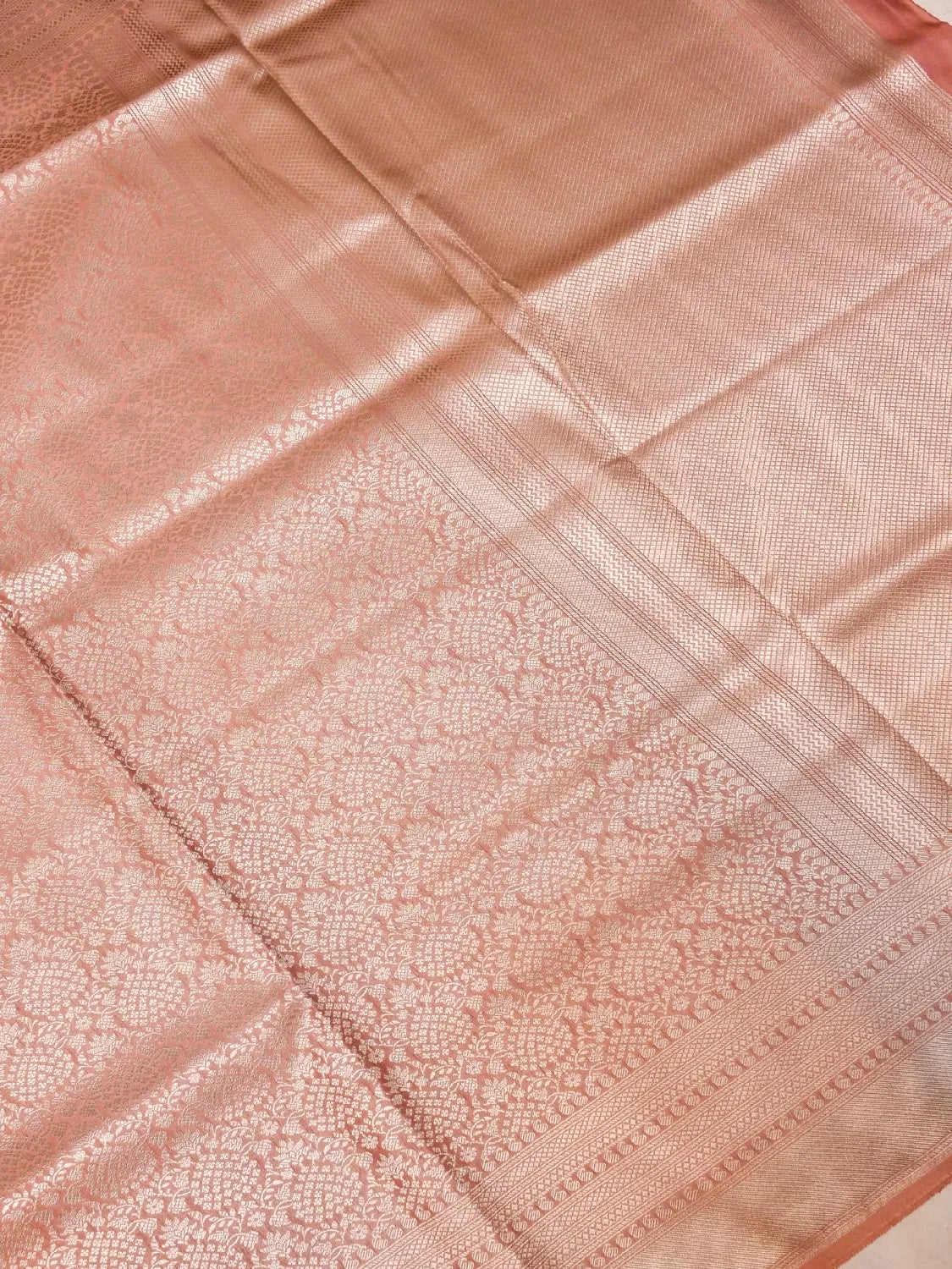 Handloom Dusty Onion Pink Banarasi katan Silk Saree with golden Zari Jangla Weave DSK0087