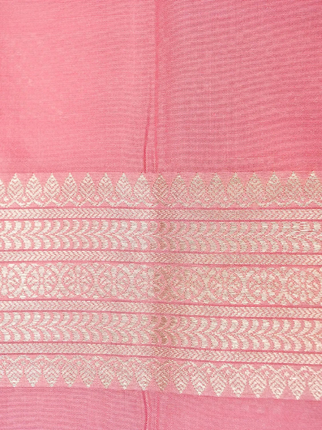 Handloom Blush Pink Banarasi Silk Saree with Golden Zari Vertical Stripes DSK0093