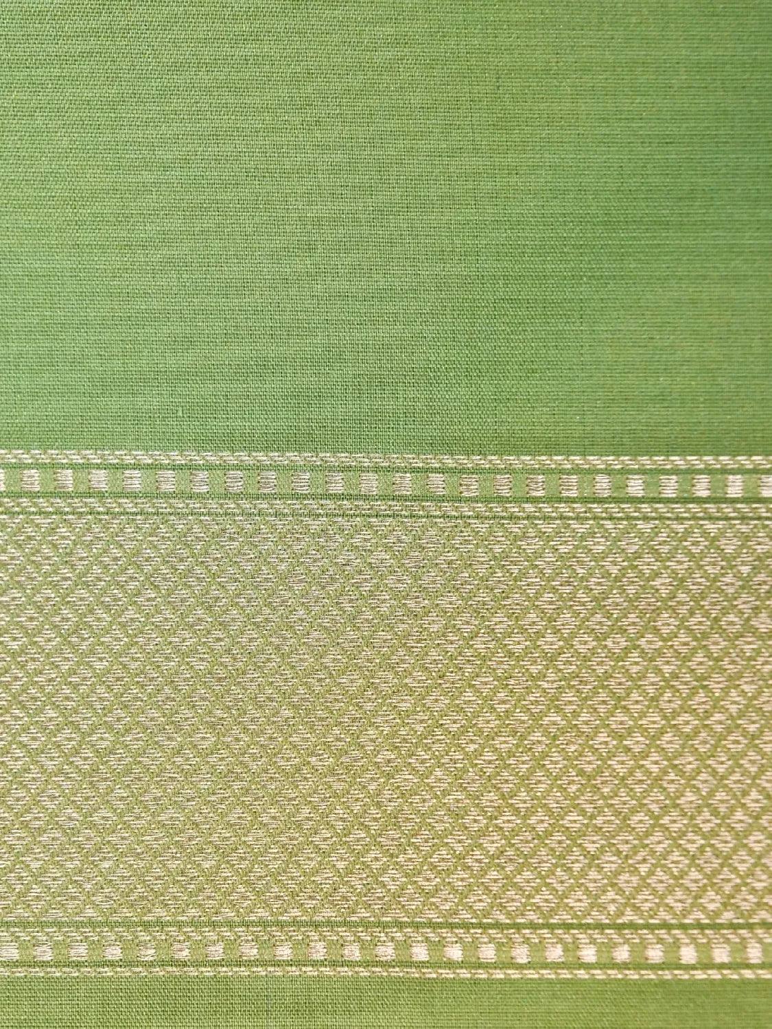 Handloom Parrot Green Banarasi Silk Saree with Golden Zari Geometric Floral Checks DSK0099