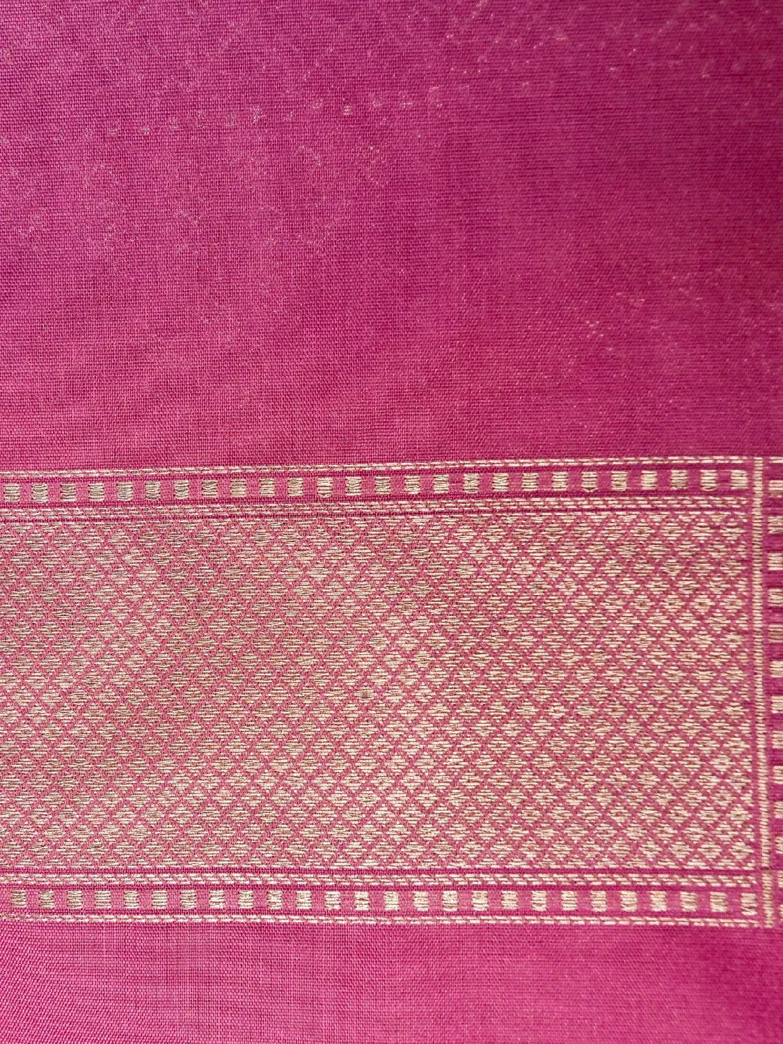 Handloom Magenta Pink Banarasi Silk with Golden Zari Geometric Floral Checks DSK00100