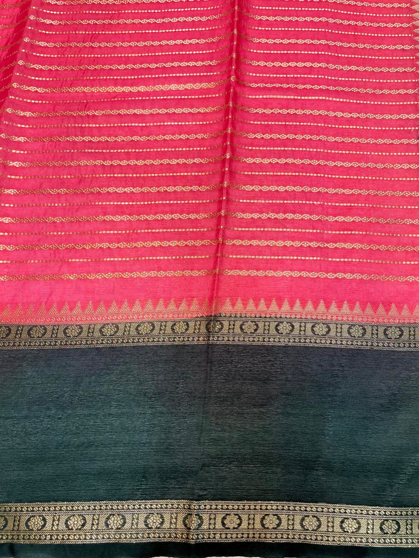 Pink and Black Georgette Silk with Zari Stripes Design b0037ds