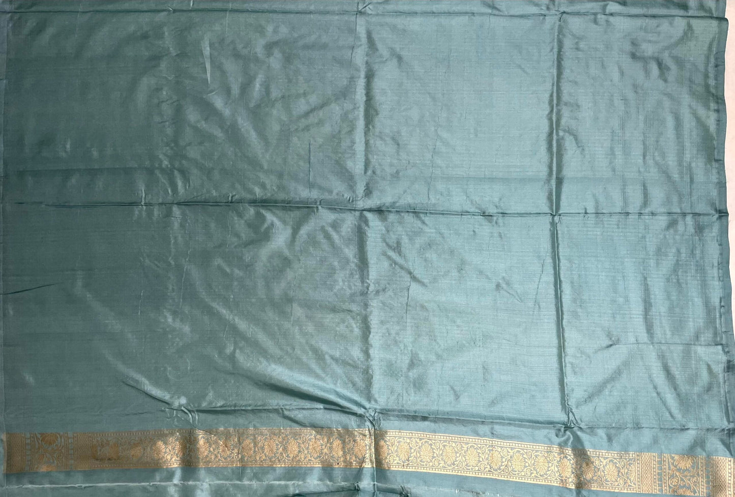 Blue Banaras Katan Silk Saree with Rich Zari Border and Floral Design b0076ds
