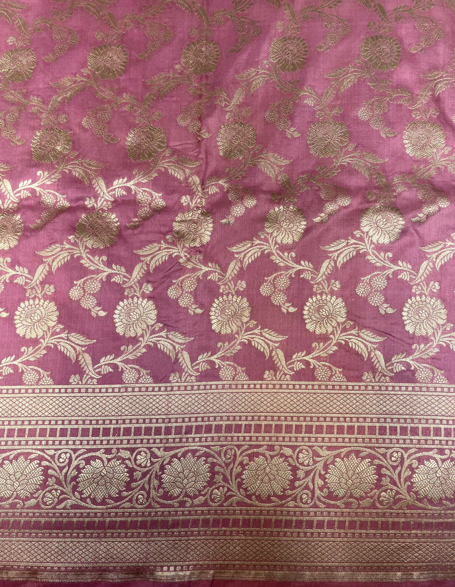 Onion Pink Banaras Katan Silk Saree with Rich Zari Border and Floral Design b0079ds