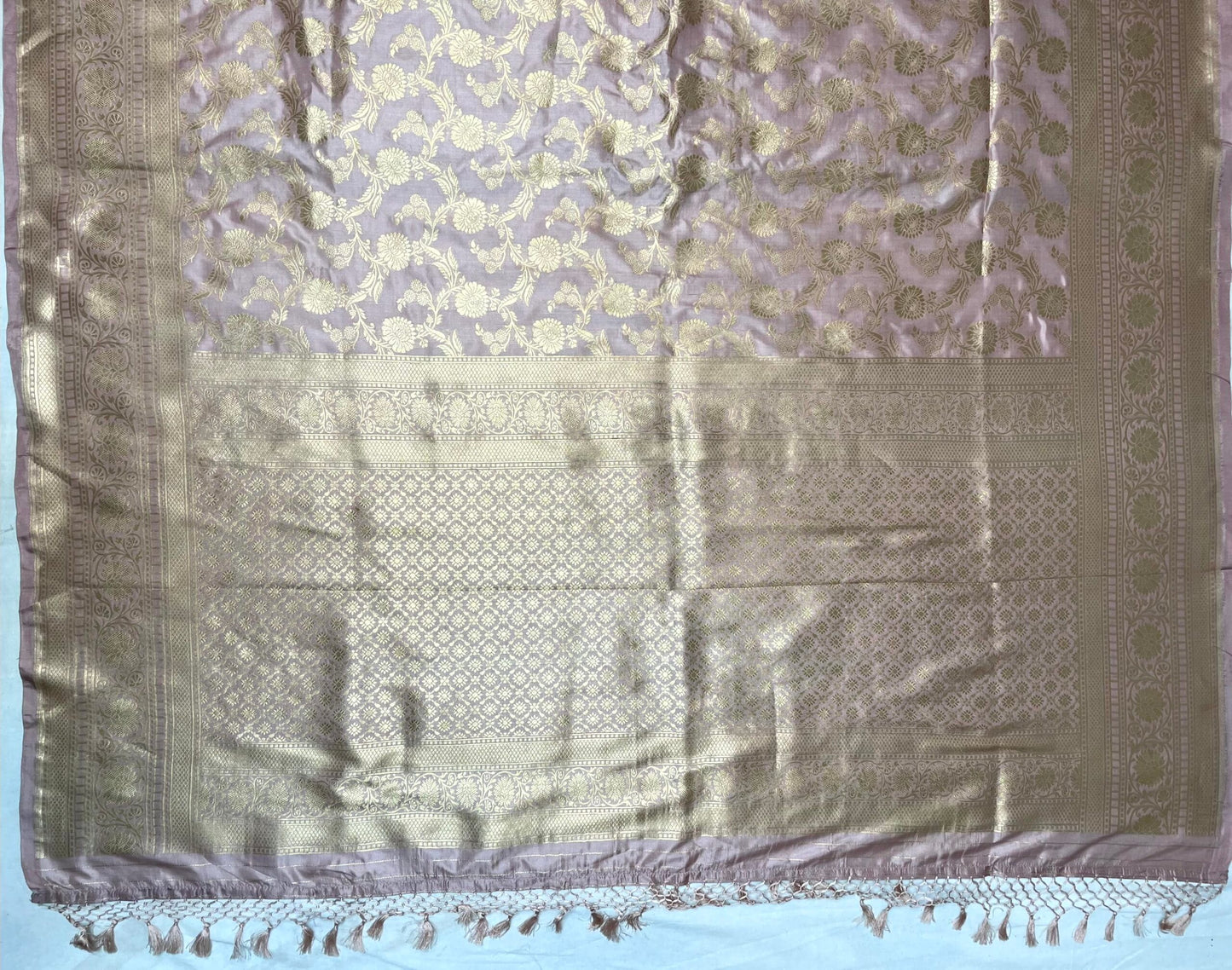 Light Onion Pink Banaras Katan Silk Saree with Rich Zari Border and Floral Design b0080ds