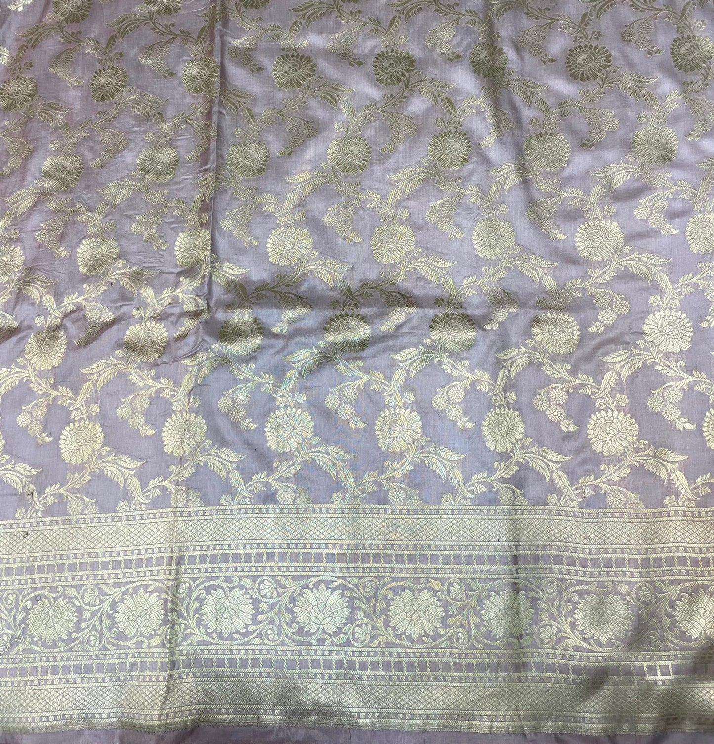 Light Onion Pink Banaras Katan Silk Saree with Rich Zari Border and Floral Design b0080ds