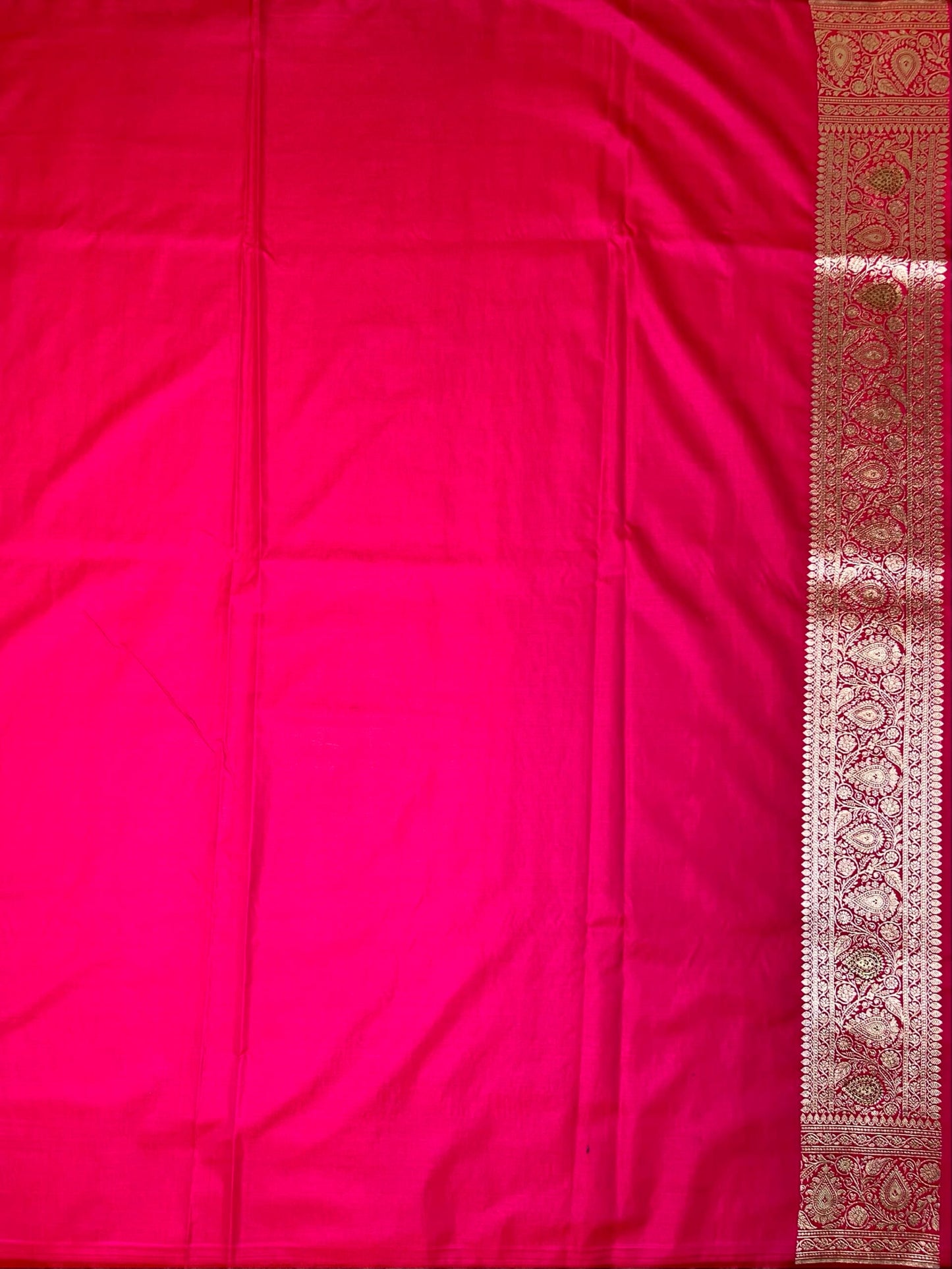 Rani Pink Banaras Katan Silk Saree with Body Butti and Stone Work Design b0163ds