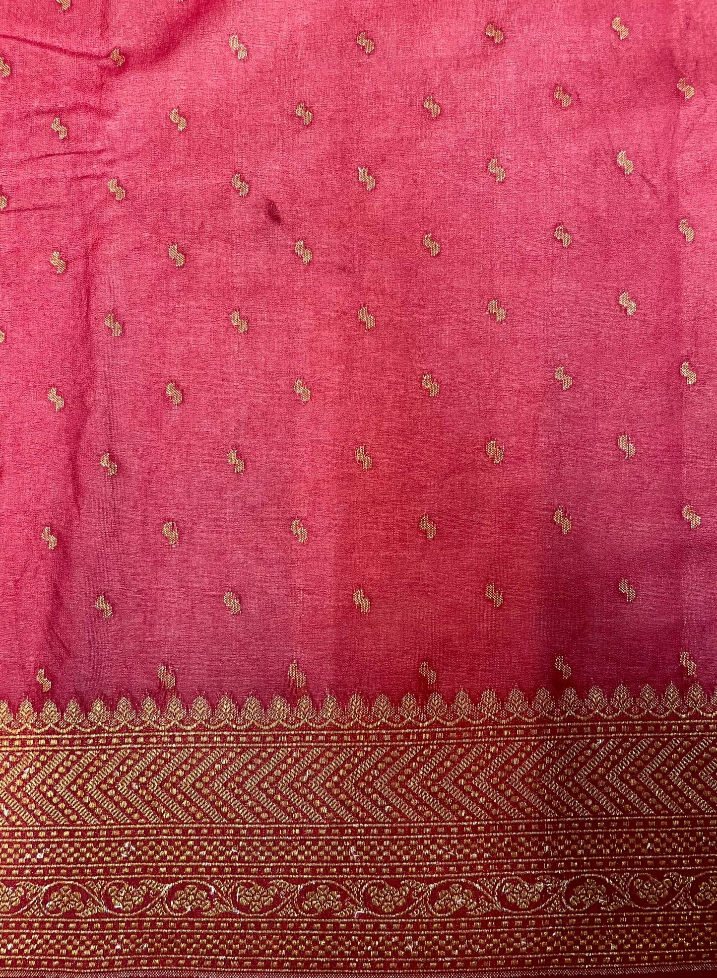 Rani Pink Banaras Georgette with Body Butta and Intricate Border Pallu Design b0176ds
