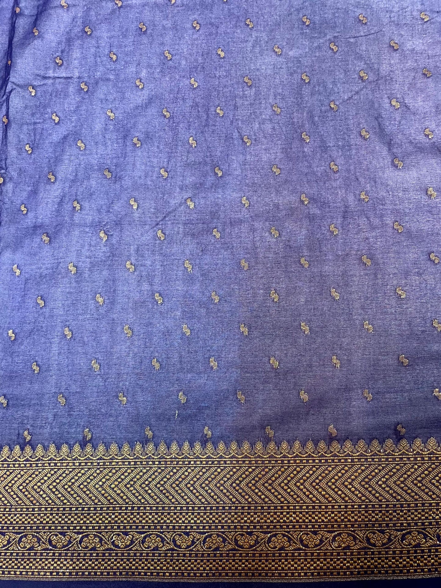 Blue Banaras Georgette with Body Butta and Intricate Border Pallu Design b0177ds