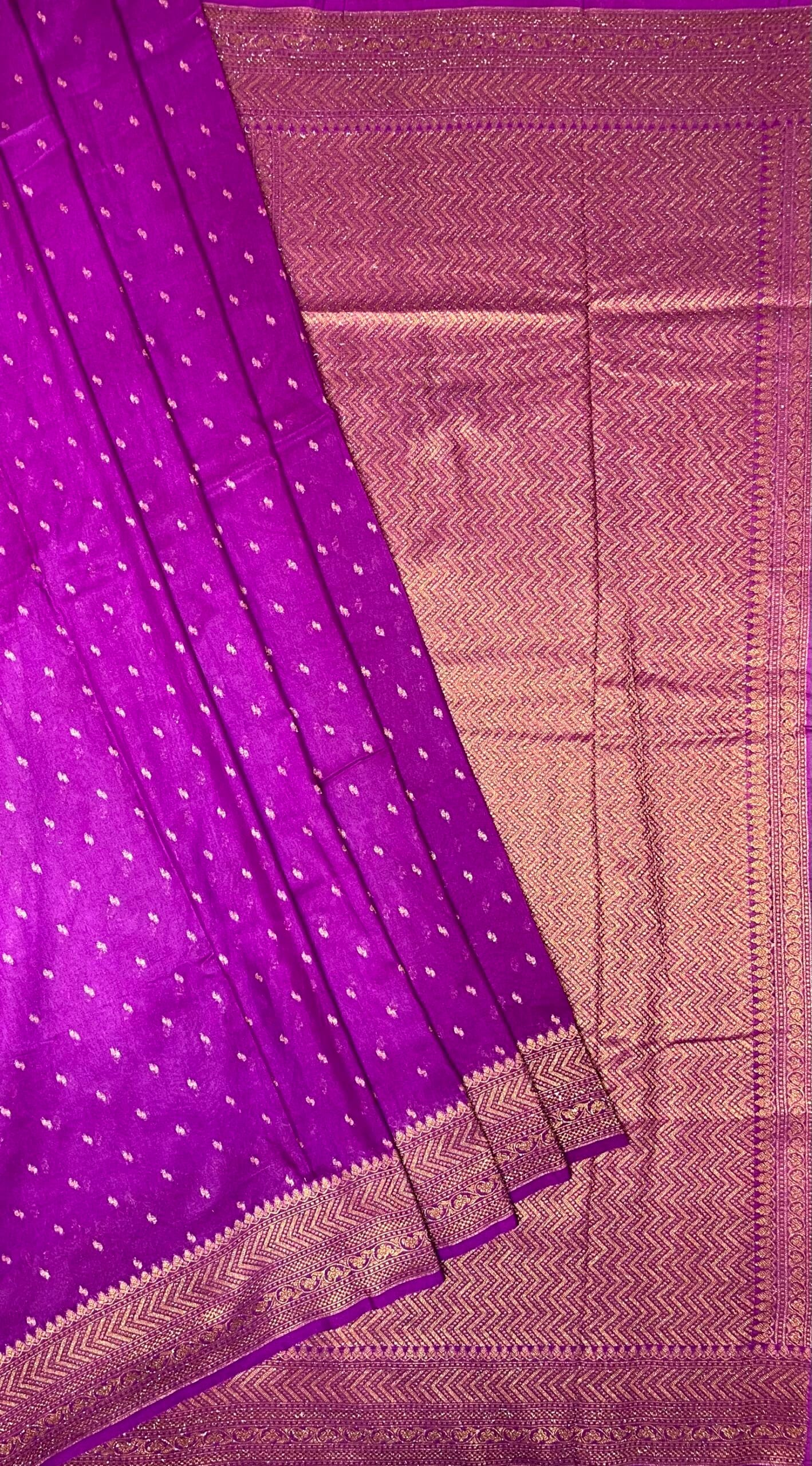 Purple Banaras Georgette with Body Butta and Intricate Border Pallu Design b0179ds