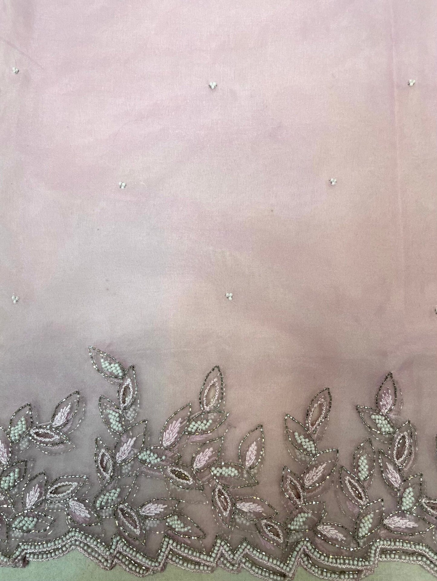 Light Pink Organza Saree with Hand Embroidery with Butta and Border Design b0188ds