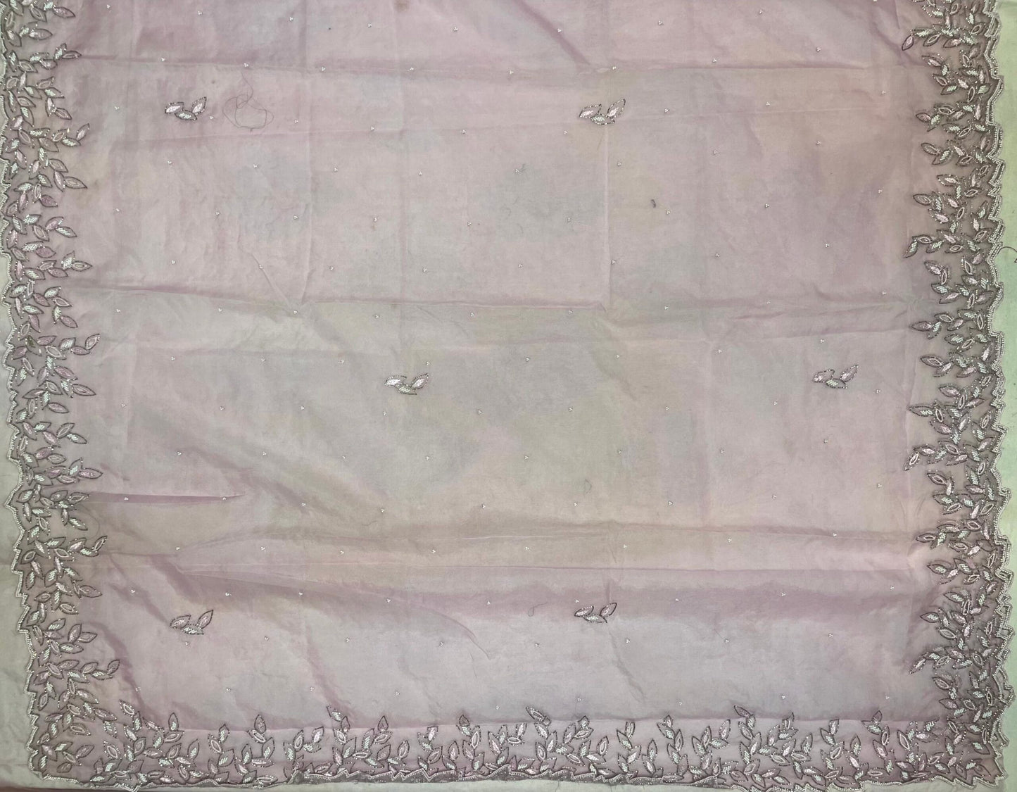Light Pink Organza Saree with Hand Embroidery with Butta and Border Design b0188ds