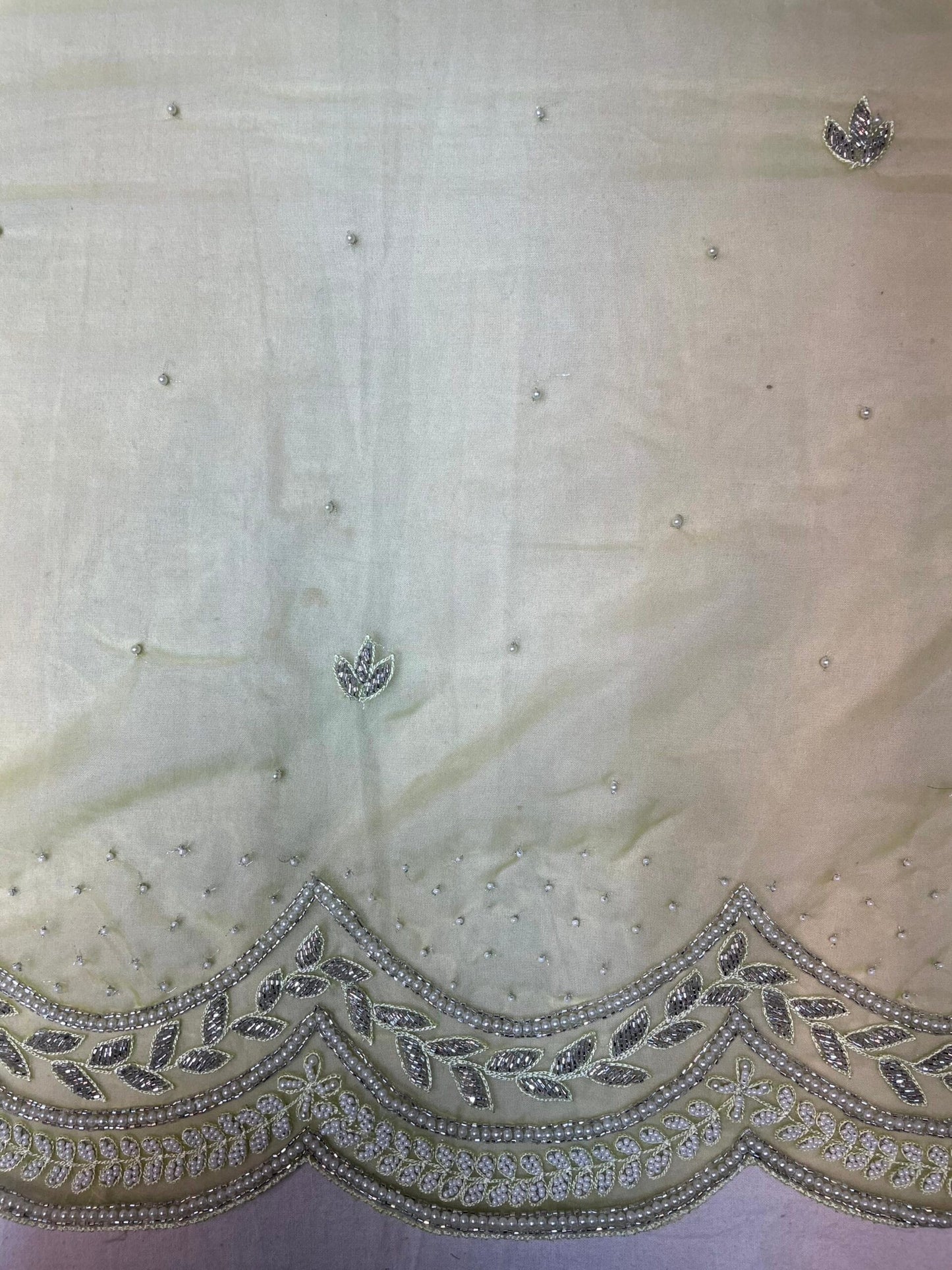 Light Green Organza Saree with Hand Embroidery with Butta and Border Design b0189ds