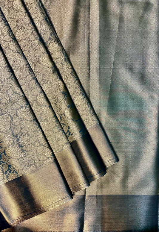 Banaras Tissue Saree with Intricate Kanchivaram Brocade Body and Border Design b0212ds