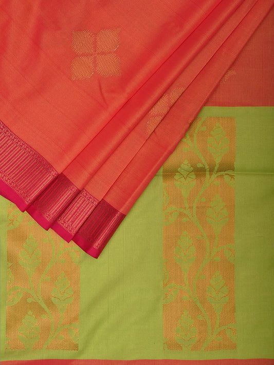Pink and Red Katan Silk Saree with Border and Body Butta Design b0254ds