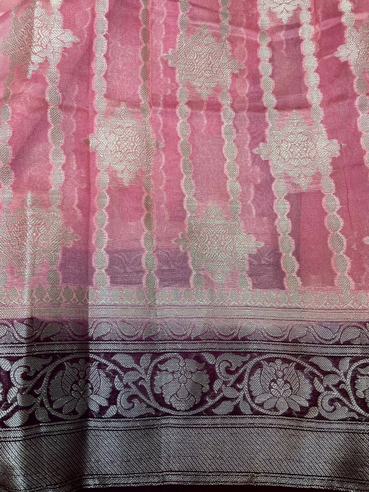 Peach Black Banaras Georgette with Body Border and Pallu Design b0271ds