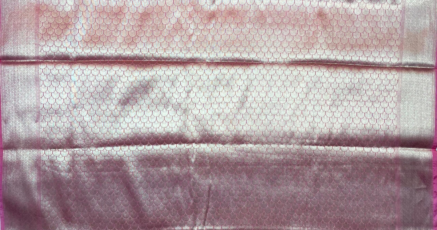 Onion Pink Banaras Georgette with Body Border and Pallu Design b0275ds