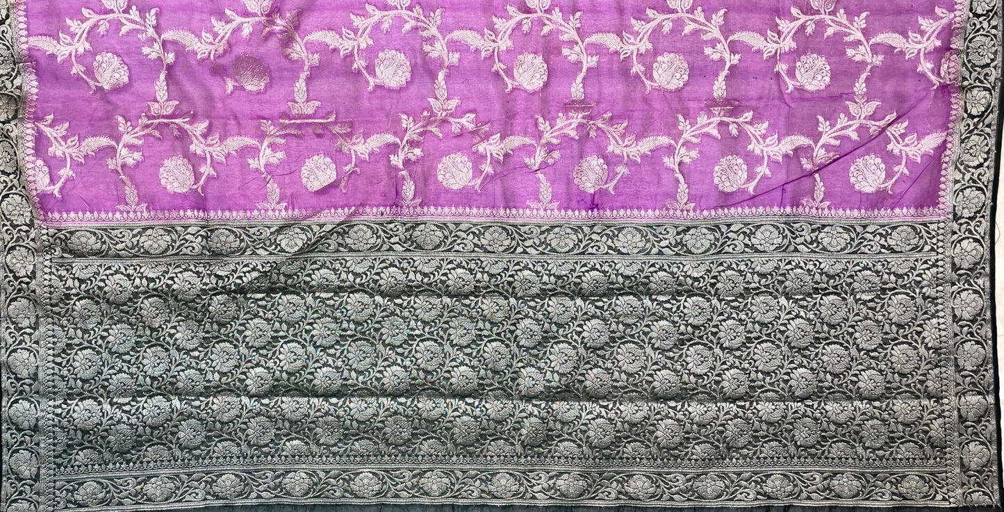 Magenta Banaras Georgette with Body Border and Pallu Design b0276ds