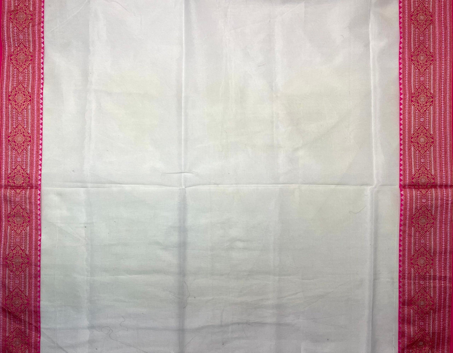 Pink and Beige Organza Saree with Contrast Border and Allover Geometrical Body Design b0279ds