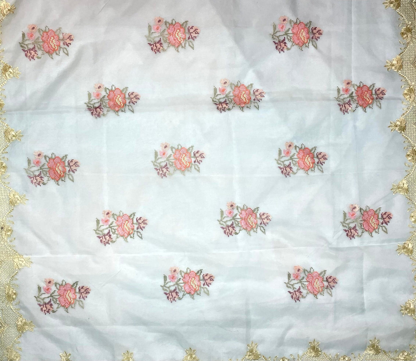 Blue Organza Saree Hand Embroidery with Butta and Border Design b0285ds
