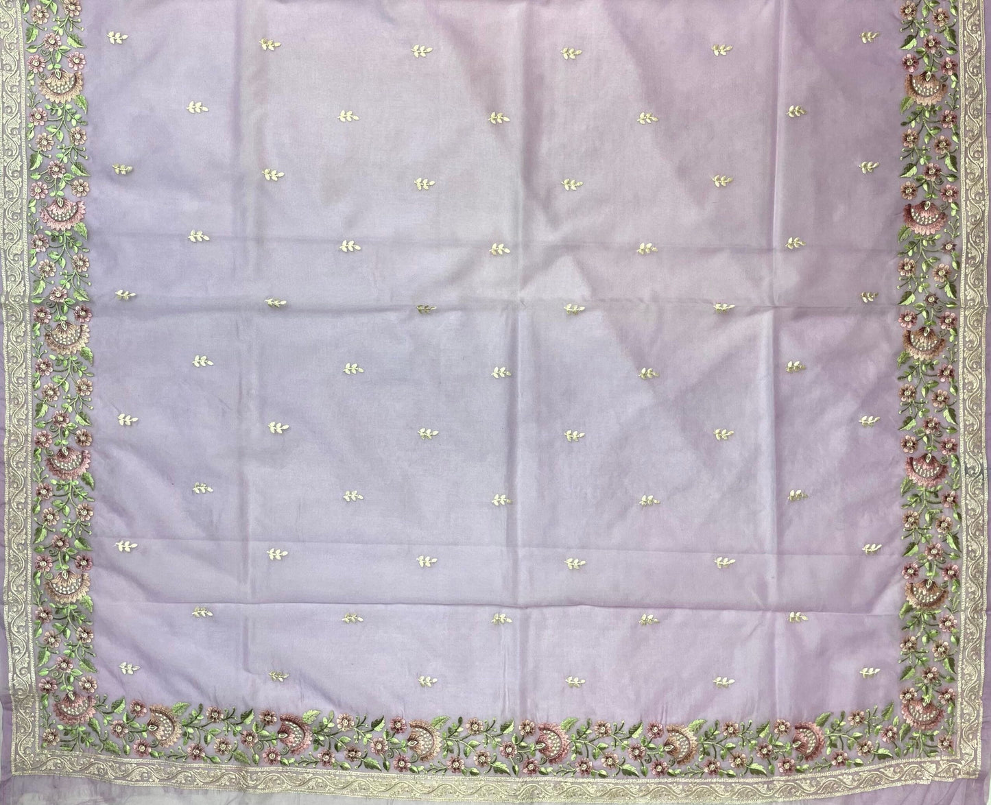 Purple Organza Saree Hand Embroidery with Butta and Border Design b0286ds