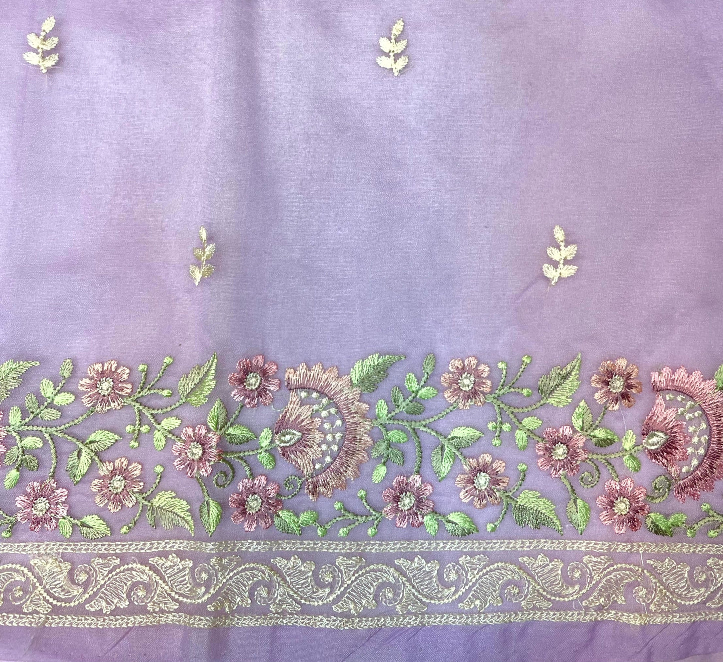 Purple Organza Saree Hand Embroidery with Butta and Border Design b0286ds