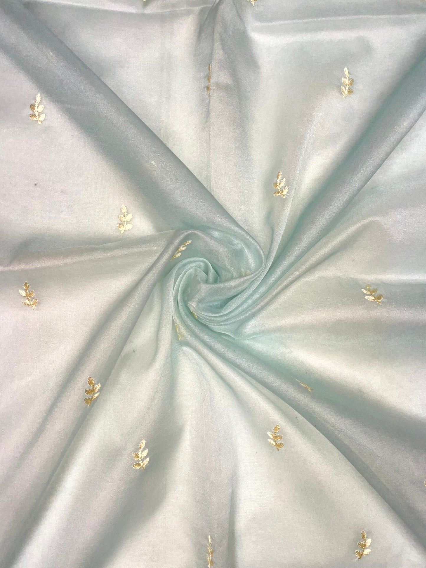 Blue Organza Saree Embroidery with Butta and Border Design b0288ds