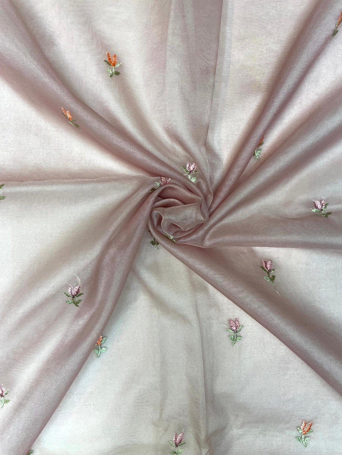 Baby Pink Organza Saree Embroidery with Butta and Border Design b0289ds