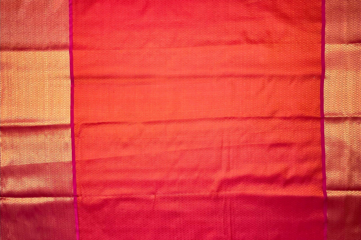 Pink and Red Kora Brocade Saree with Contrast Banaras Border and Allover Body Design b0293ds