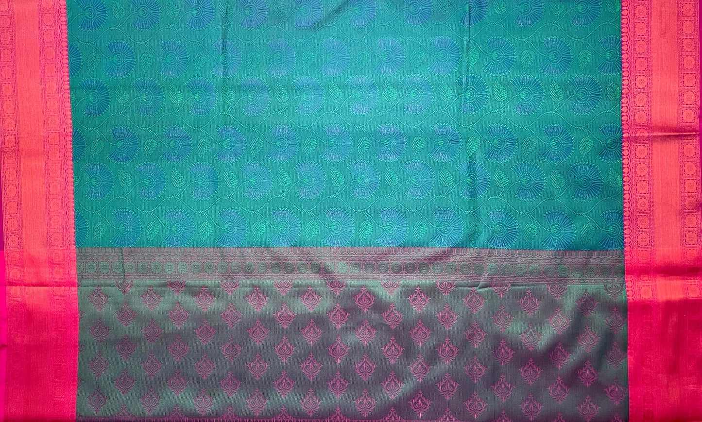 Kora Brocade Saree with Contrast Banaras Border and Allover Body Design b0295ds