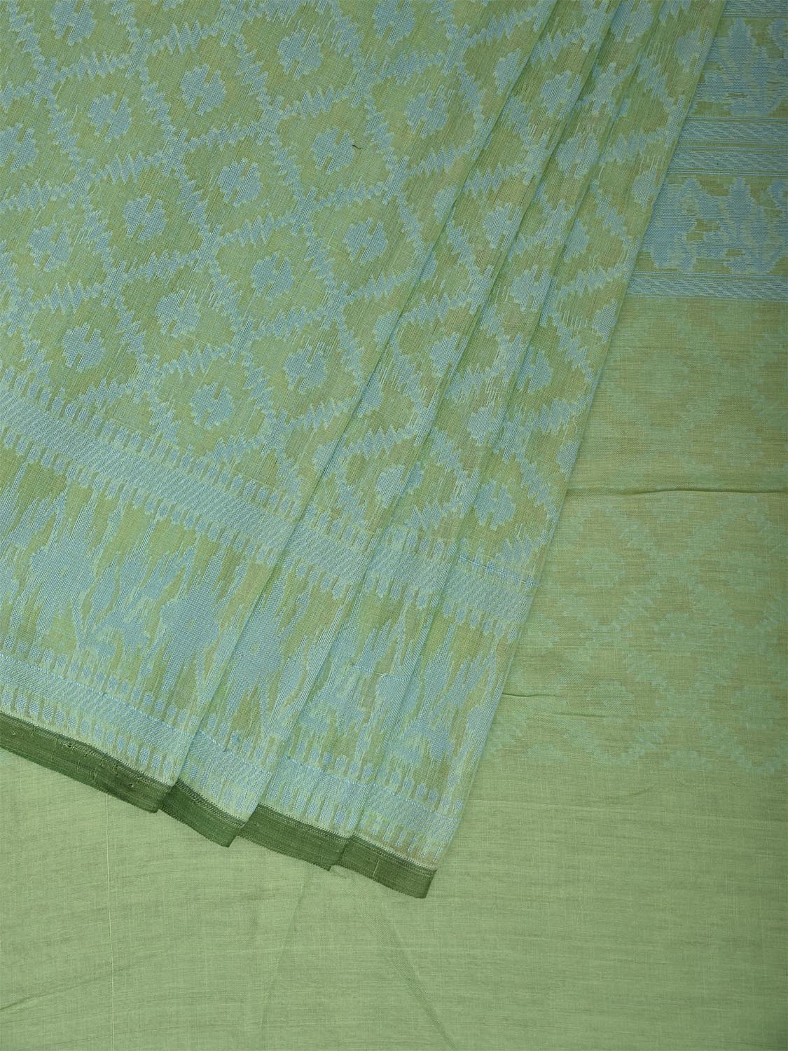 Light Green Banaras Cut Work Cotton Saree with Jamdani Design b0302